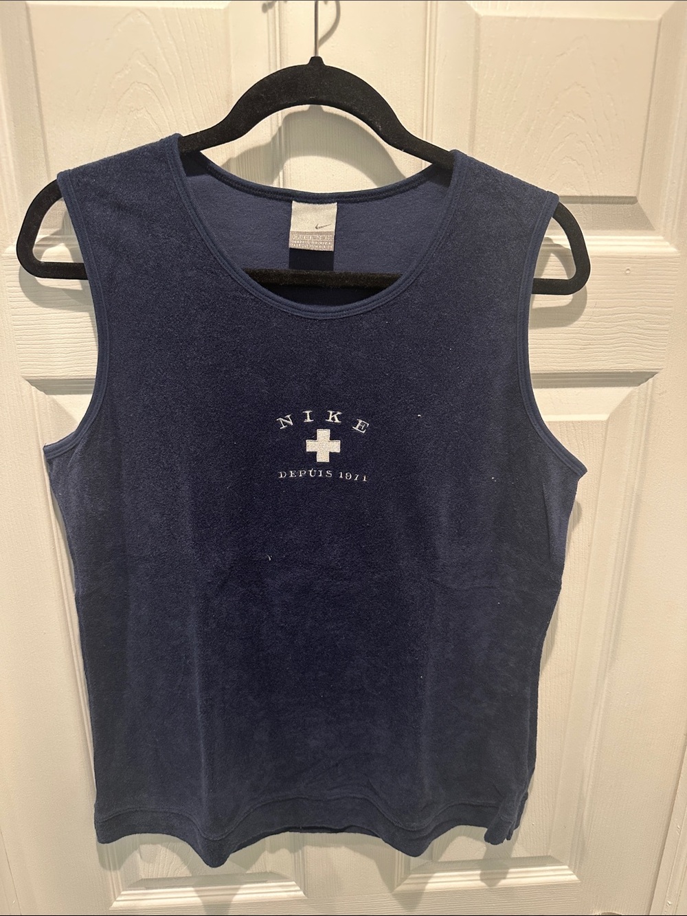 Nike Navy Blue Women’s Terricloth Muscle Tank with Contrast Logo Size XL
